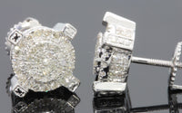 
              10K WHITE GOLD .65 CARAT MENS WOMENS 9 MM 100% REAL DIAMONDS EARRINGS STUDS
            