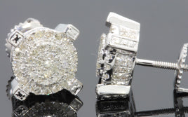 10K WHITE GOLD .65 CARAT MENS WOMENS 9 MM 100% REAL DIAMONDS EARRINGS STUDS