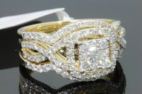 
              10K YELLOW GOLD 1.50 CARAT WOMENS REAL DIAMOND ENGAGEMENT RING WEDDING BANDS SET
            