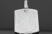 
              3 CARAT MENS STERLING SILVER 2" REAL DIAMOND DOG TAG PENDANT CHARM PIECE
            