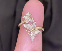 
              10K SOLID YELLOW GOLD .75 CARAT REAL WOMEN DIAMOND BUTTERFLY RING
            