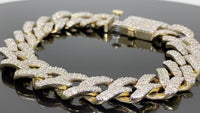 
              10K YELLOW GOLD 12 CARAT REAL DIAMOND 59.20 GRAMS 15MM 8.75 INCHES CUBAN LINK BRACELET
            