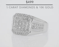 
              10K WHITE GOLD 1.15 CARAT MENS REAL DIAMOND ENGAGEMENT WEDDING PINKY RING BAND
            