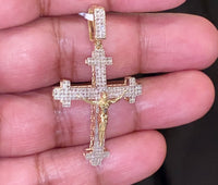 
              10K YELLOW GOLD .50 CARAT 1.75 INCHES REAL DIAMOND MEN CROSS PENDANT JESUS CHARM CROSS
            