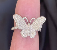
              10K WHITE GOLD .50 CARAT WOMEN REAL DIAMOND BUTTERFLY RING BAND
            