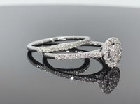 
              10K WHITE GOLD .85 CT WOMEN REAL DIAMOND ENGAGEMENT RING WEDDING BAND RING SET
            