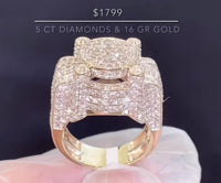 
              10K YELLOW GOLD 5.25 CARAT MENS REAL DIAMOND ENGAGEMENT WEDDING PINKY RING BAND
            