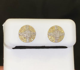 10K YELLOW GOLD .40 CARAT 9 MM 100% GENUINE DIAMONDS MENS/WOMENS EARRING STUDS