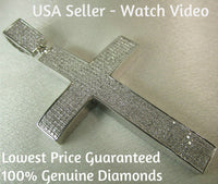 
              3 CARAT LARGE 4 INCHES REAL DIAMONDS STERLING SILVER RHODIUM PLATING CROSS CHARM PENDANT
            