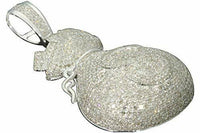 
              4.25 CARAT REAL DIAMONDS STERLING SILVER RHODIUM DIAMOND MONEY BAG PENDANT CHARM
            