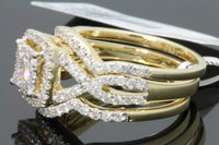 
              10K YELLOW GOLD 1.50 CARAT WOMENS REAL DIAMOND ENGAGEMENT RING WEDDING BANDS SET
            