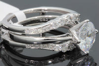 
              10K WHITE GOLD SOLITAIRE ENHANCER .47 CT DIAMOND RING GUARD WRAP WEDDING BAND
            