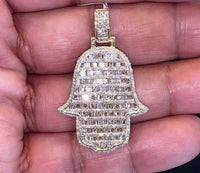 
              10K YELLOW GOLD 3.75 CARAT NATURAL DIAMOND 1.50 INCHES HAMSA HAND PENDANT CHARM
            