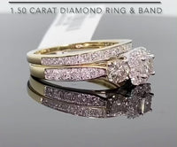 
              10K YELLOW WHITE GOLD 1.50 CARAT WOMEN PRINCESS DIAMOND ENGAGEMENT RING WEDDING BAND BRIDAL SET
            