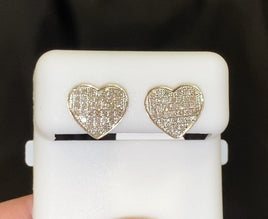 .40 CARAT REAL DIAMONDS STERLING SILVER YELLOW GOLD PLATED WOMENS 10 MM HEART EARRINGS STUDS