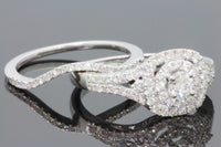 
              10K WHITE GOLD 1 CARAT WOMENS REAL DIAMOND ENGAGEMENT RING WEDDING BAND SET
            