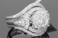 
              10K WHITE GOLD 1.50 CARAT WOMENS REAL DIAMOND ENGAGEMENT RING WEDDING BAND SET
            