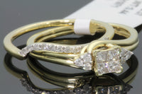 
              10K YELLOW GOLD .50 CARAT WOMEN REAL DIAMOND ENGAGEMENT RING WEDDING BAND RING SET
            