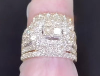 
              10K YELLOW GOLD 4.25 CARAT WOMEN REAL PRINCESS DIAMOND ENGAGEMENT RING 2 WEDDING BANDS RING SET
            
