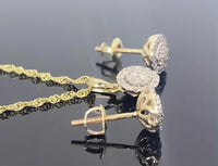 
              10K YELLOW GOLD .60 CARAT REAL DIAMOND 7MM EARRINGS & PENDANT NECKLACE SET WITH YELLOW GOLD CHAIN
            