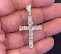 
              10K YELLOW GOLD 1 CARAT 1.75 INCHES REAL DIAMOND MEN CROSS PENDANT CHARM CROSS
            