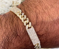 
              10K YELLOW GOLD 6.75 CARAT REAL DIAMOND 33.94 GRAMS 10 MM 8.50 INCHES CUBAN LINK BRACELET
            