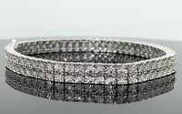 
              .75 CARAT MENS STERLING SILVER FANOOK REAL DIAMOND 2 ROW LINK TENNIS BRACELET
            