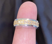 
              10K SOLID WHITE & YELLOW GOLD .50 CARAT REAL DIAMOND ENGAGEMENT RING WEDDING PINKY BAND
            