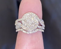 
              10K WHITE GOLD 1.60 CARAT WOMENS REAL DIAMOND ENGAGEMENT RING WEDDING BAND SET
            