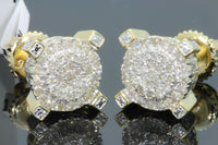 
              .60 CARAT STERLING SILVER YELLOW GOLD PLATING MENS WOMENS 9 mm 100% REAL DIAMONDS EARRINGS STUDS
            