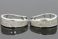 
              .50 CARAT REAL DIAMONDS STERLING SILVER RHODIUM PLATING HOOPS EARRINGS HUGGIE STUDS
            