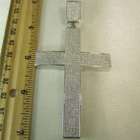 
              3 CARAT LARGE 4 INCHES REAL DIAMONDS STERLING SILVER RHODIUM PLATING CROSS CHARM PENDANT
            