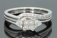
              10K WHITE GOLD .50 CARAT WOMEN DIAMOND ENGAGEMENT RING WEDDING BAND BRIDAL SET
            