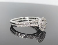 
              10K WHITE GOLD .85 CT WOMEN REAL DIAMOND ENGAGEMENT RING WEDDING BAND RING SET
            