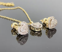 
              10K YELLOW GOLD .60 CARAT REAL DIAMOND HEART EARRINGS & PENDANT NECKLACE SET WITH YELLOW GOLD CHAIN
            