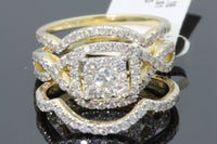 
              10K YELLOW GOLD 1.50 CARAT WOMENS REAL DIAMOND ENGAGEMENT RING WEDDING BANDS SET
            