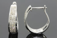 
              .50 CARAT REAL DIAMONDS STERLING SILVER RHODIUM PLATING HOOPS EARRINGS HUGGIE STUDS
            