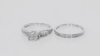 
              10K WHITE GOLD 1.10 CARAT WOMENS REAL DIAMOND ENGAGEMENT RING WEDDING BAND SET
            