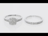 
              10K WHITE GOLD .60 CARAT WOMEN REAL DIAMOND ENGAGEMENT RING WEDDING BAND RING SET
            