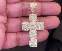 
              10K YELLOW GOLD 3.75 CARAT 2.25 INCHES REAL DIAMOND CROSS PENDANT CHARM CROSS
            