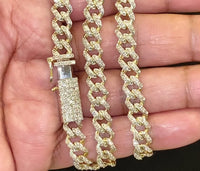 
              10K YELLOW GOLD 6.50 CARAT REAL DIAMOND 8MM 20 INCHES 49.29 GRAM GOLD CUBAN LINK CHAIN NECKLACE
            