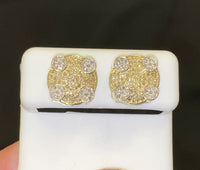 
              10K YELLOW GOLD .75 CARAT 12 MM 100% GENUINE DIAMONDS MENS/WOMENS EARRING STUDS
            