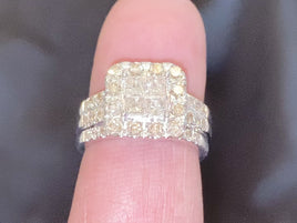 10K WHITE GOLD 1.75 CARAT WOMEN PRINCESS DIAMOND ENGAGEMENT RING WEDDING BAND BRIDAL SET