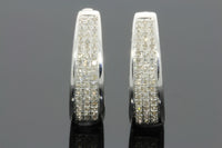 
              .50 CARAT REAL DIAMONDS STERLING SILVER RHODIUM PLATING HOOPS EARRINGS HUGGIE STUDS
            