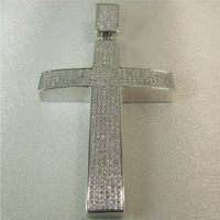 
              3 CARAT LARGE 4 INCHES REAL DIAMONDS STERLING SILVER RHODIUM PLATING CROSS CHARM PENDANT
            