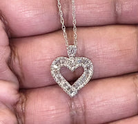 
              10K WHITE GOLD .75 CARAT REAL DIAMOND HEART PENDANT NECKLACE WITH WHITE GOLD CHAIN
            