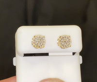 
              .15 CARAT REAL DIAMONDS STERLING SILVER YELLOW GOLD PLATED WOMENS 6 MM EARRINGS STUDS
            