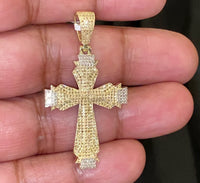 
              10K YELLOW GOLD .75 CARAT 1.75 INCHES REAL DIAMOND CROSS PENDANT CHARM CROSS
            