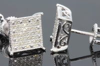
              .40 CARAT STERLING SILVER RHODIUM MENS WOMENS 9mm 100% REAL DIAMONDS EARRINGS STUDS
            