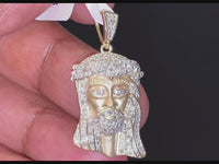 
              10K YELLOW GOLD .50 CARAT REAL DIAMOND 1.5 INCHES MEN JESUS FACE HEAD CROSS CHARM PENDANT
            